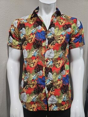 Silver Stone Men's Colorful Leaves Shirt  XL Tropical Collection Button Up NWT